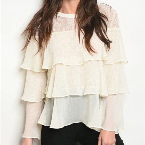 Cream Ruffled Top - Picture 1 of 2
